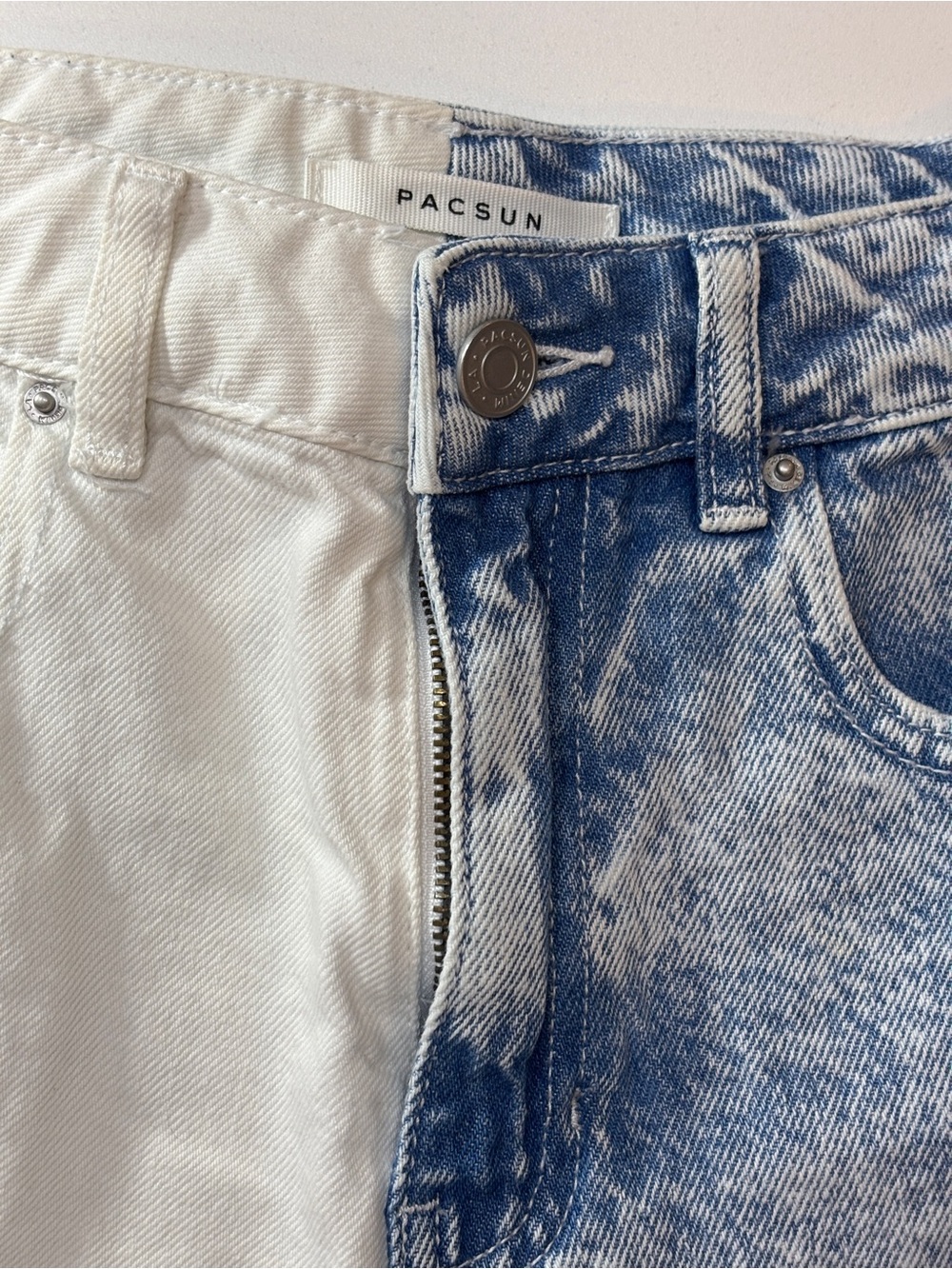 PacSun Men's Two-Tone White & Blue Slim Jeans